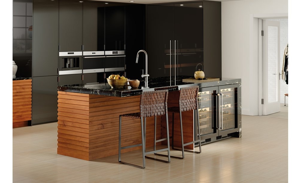 Wolf 24" E Series Transitional Convection Steam Oven (CSO24TE/S/TH) on display in modern state of the art kitchen with Wolf appliances