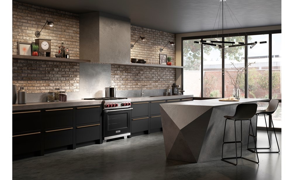 DF36650/BK/P with black cabinets