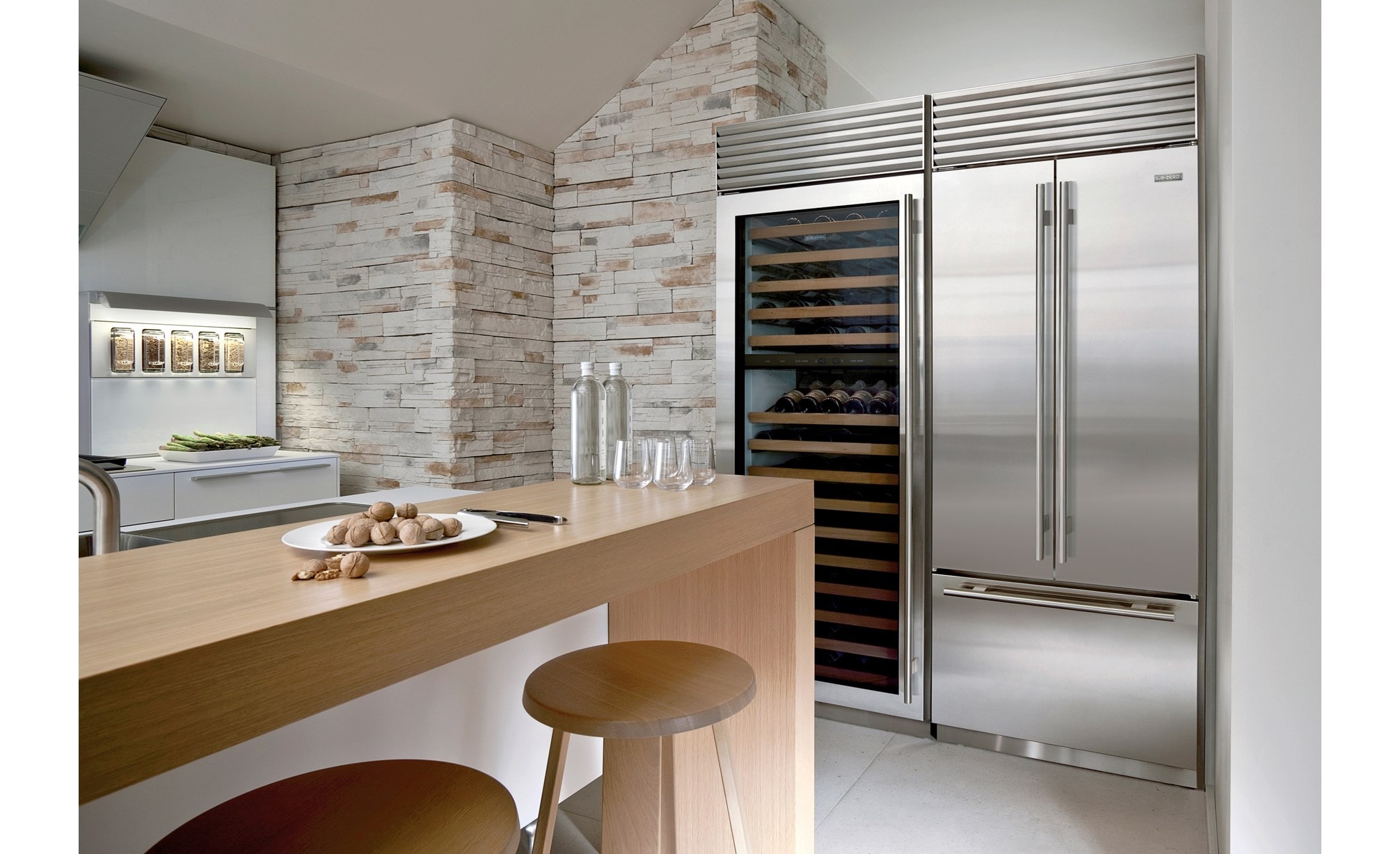 Sub-Zero 36" Classic French Door Refrigerator Freezer (BI-36UFDID/S/PH) with 30" Classic Column Wine Storage (BW-30/S) 