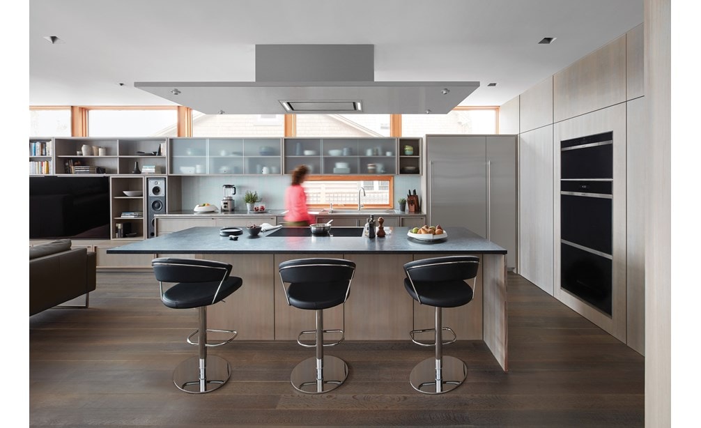 Sub-Zero 18" Designer All Freezer Column (IC-18FI-RH) and Wolf 36" Ceiling-Mounted Hood - Stainless Steel (VC36S) 