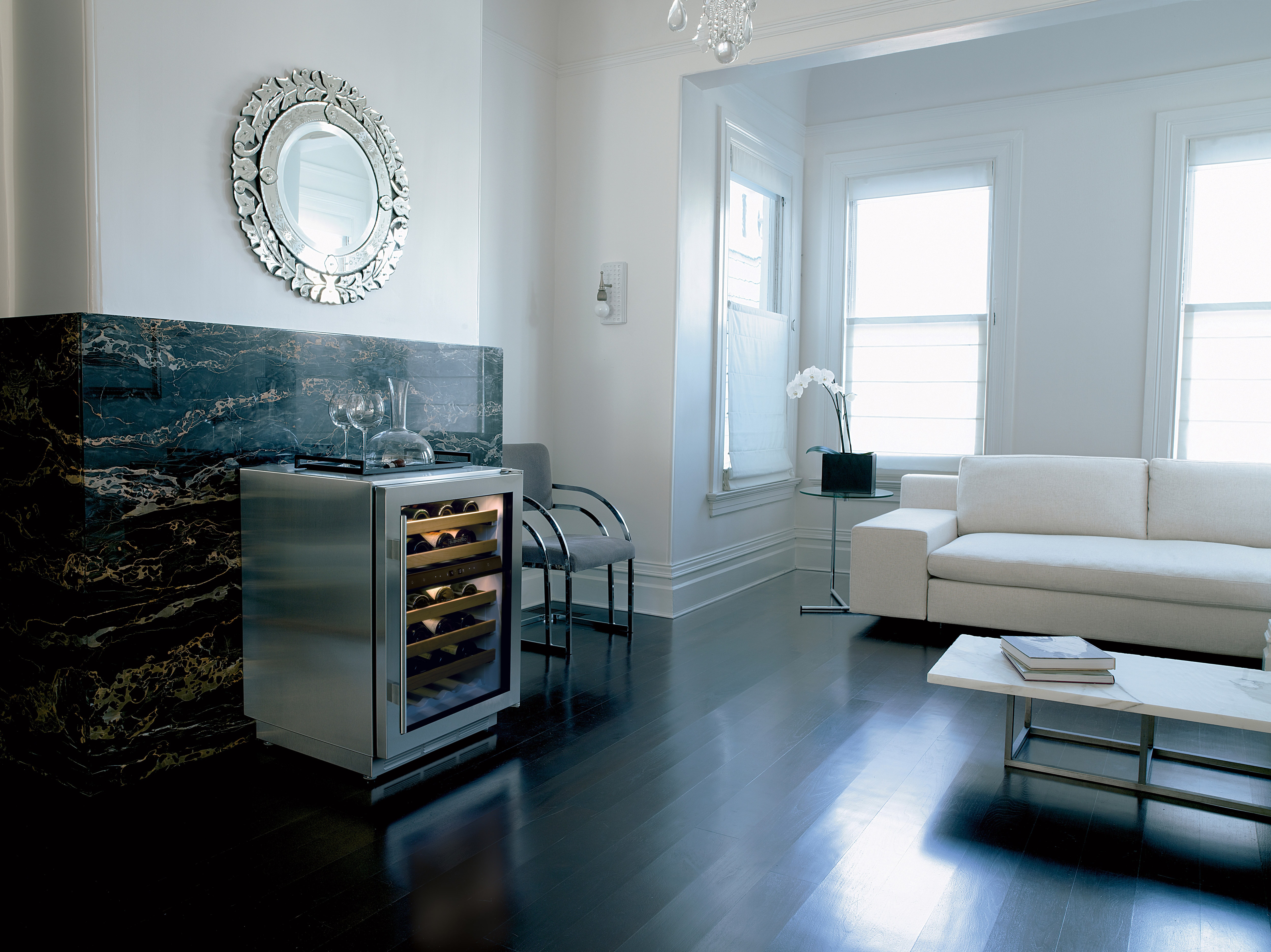 The Sub-Zero 24" Freestanding Undercounter Wine (ICBUW-24FS/S) elevates the look of any room with a seamless design.