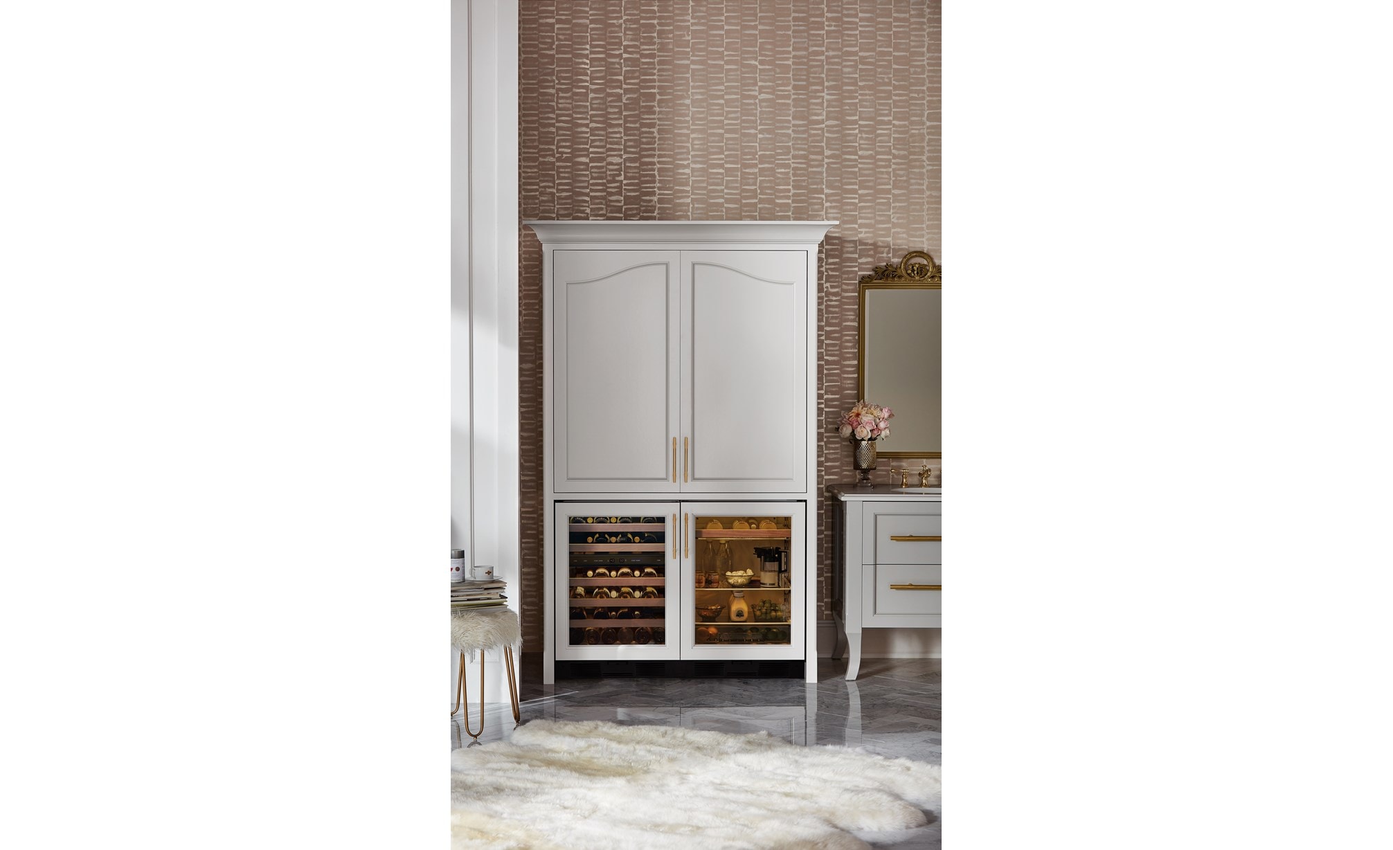 Sub-Zero 24" Undercounter Wine - Panel Ready (UW-24/O) paired with 24" Undercounter Beverage Center - Panel Ready (UC-24BG/O)