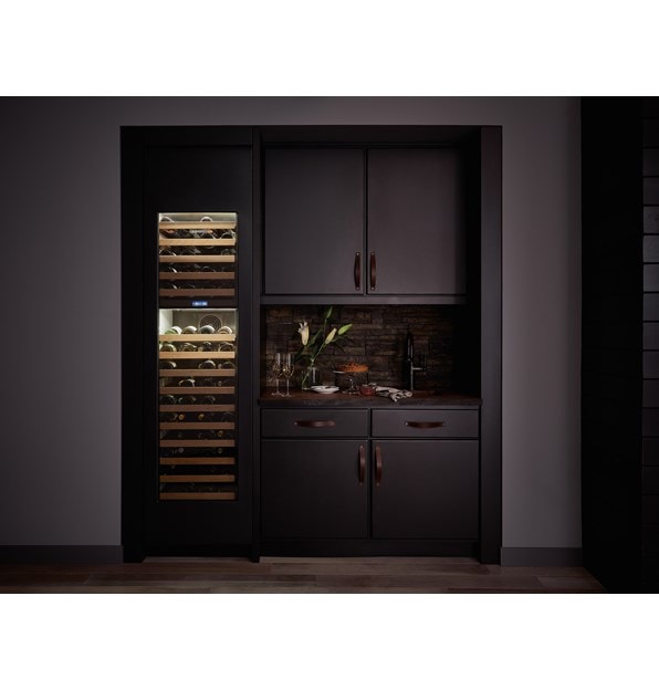Sub-Zero 18" Designer Wine Storage Panel Ready (IW-18) paired with 36" Classic Side by Side Refrigerator Freezer (BI-36S/O)