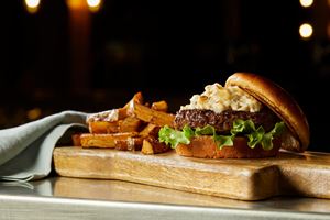 Burgers with Caramelized Onion Blue Cheese Spread