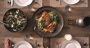 Pork loin with Parmesan polenta and brown butter green beans