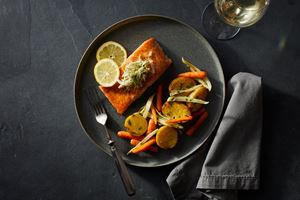Wild Salmon Roasted in Foil With Vegetables and Herbs