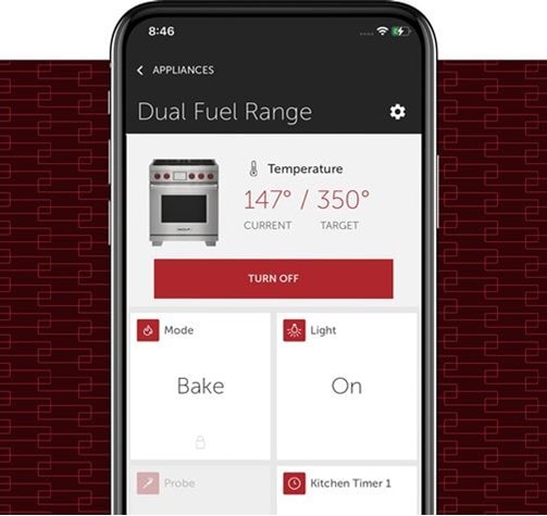 Set the temperature, cooking mode and timer of your Wolf Dual Fuel Range using the Sub-Zero, Wold and Cove Owners App