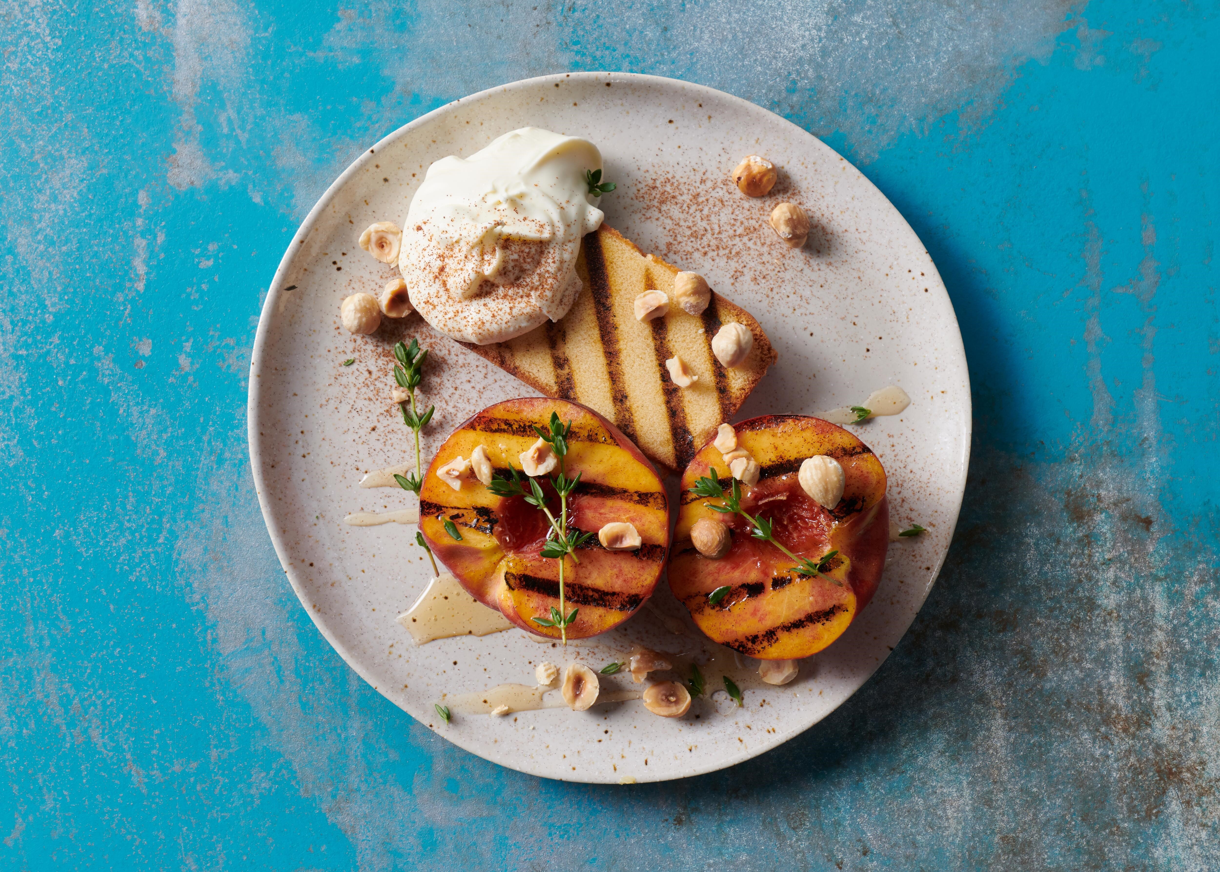 Grilled Peaches and Pound Cake recipe using the Wolf Dual Fuel Range