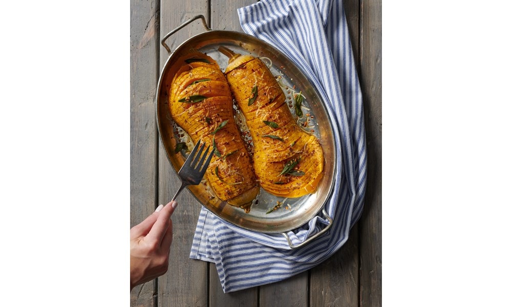 Easy and delicious Hasselback Butternut Squash  recipe using the Roast Mode setting of your Wolf Oven