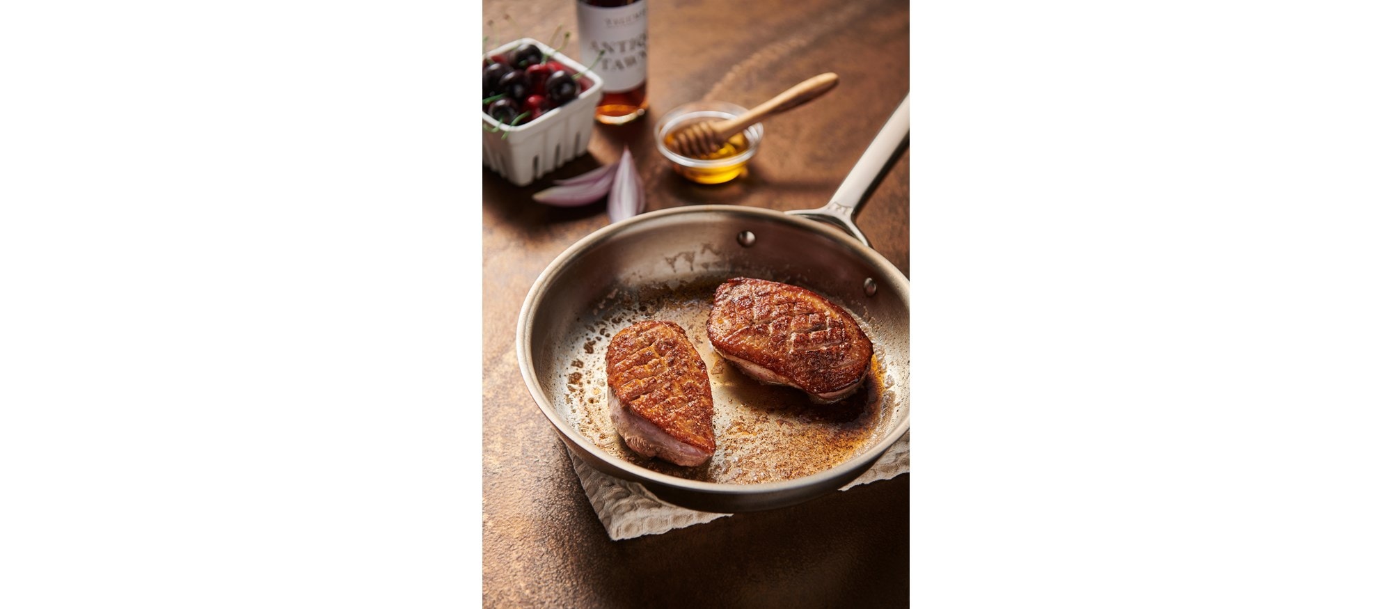 Easy and delicious Pan-Sear Duck with Cherry Sauce  recipe using the Sear Mode setting of your Wolf Oven