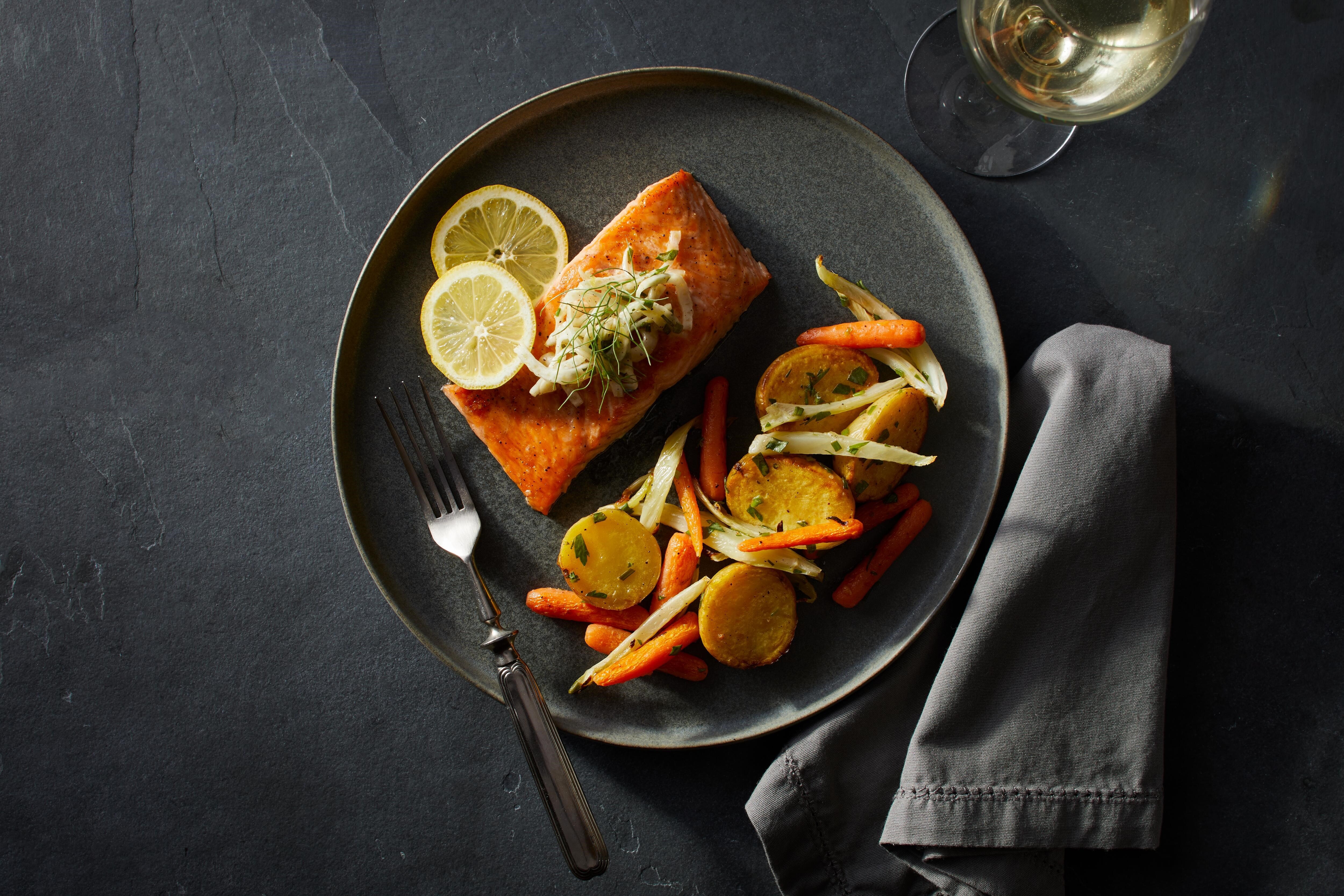 Wild Salmon Roasted in Foil With Vegetables and Herbs
