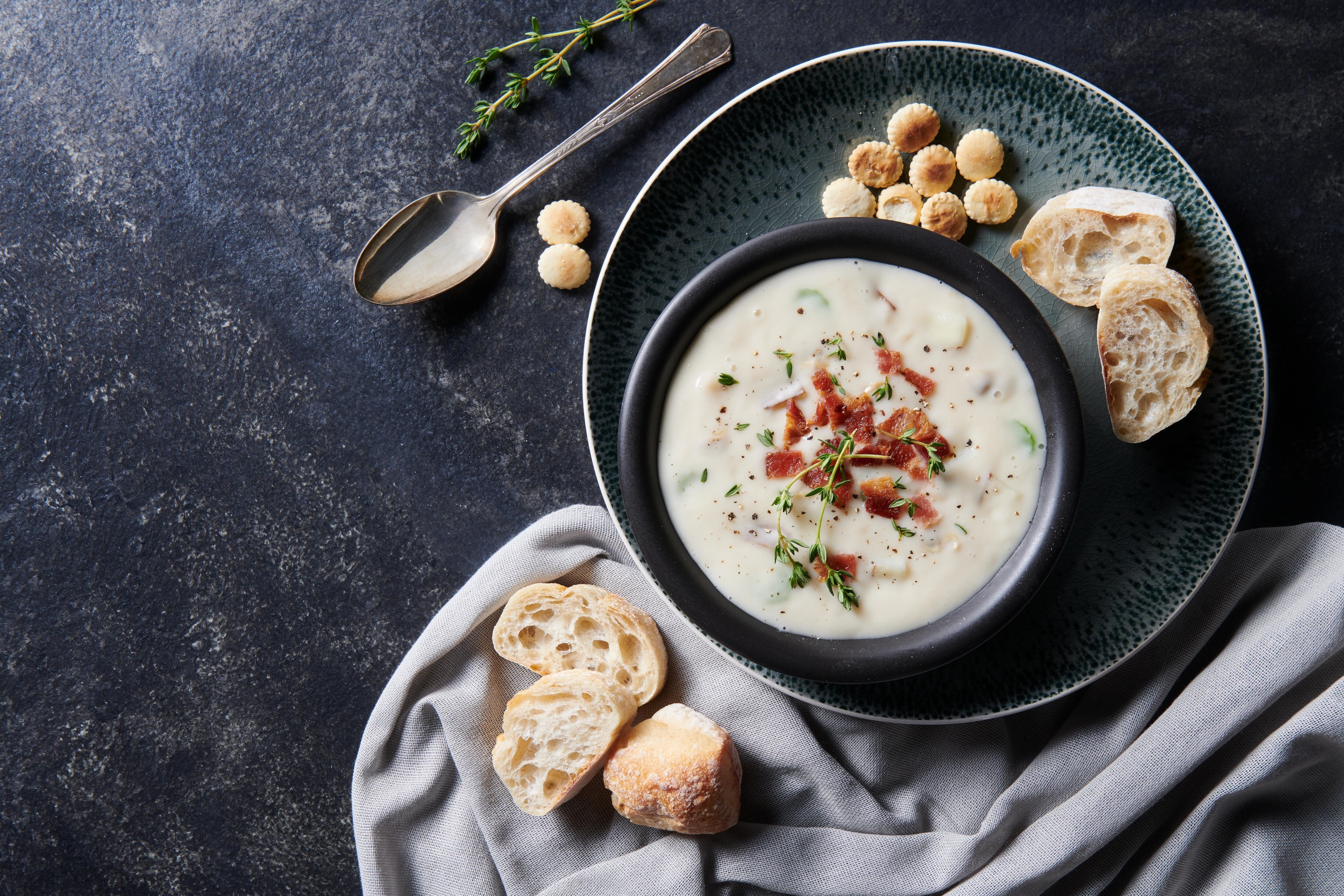 Easy and delicious New England Clam Chowder  recipe using the Simmer Mode setting of your Wolf Oven