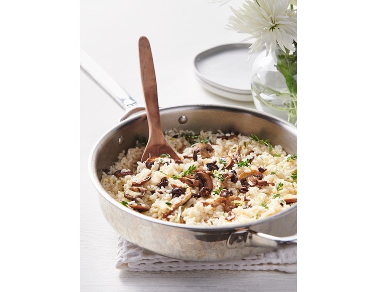 Easy and delicious Mushroom and Parmesan Risotto recipe using the French Top Mode setting of your Wolf Dual Fuel Range