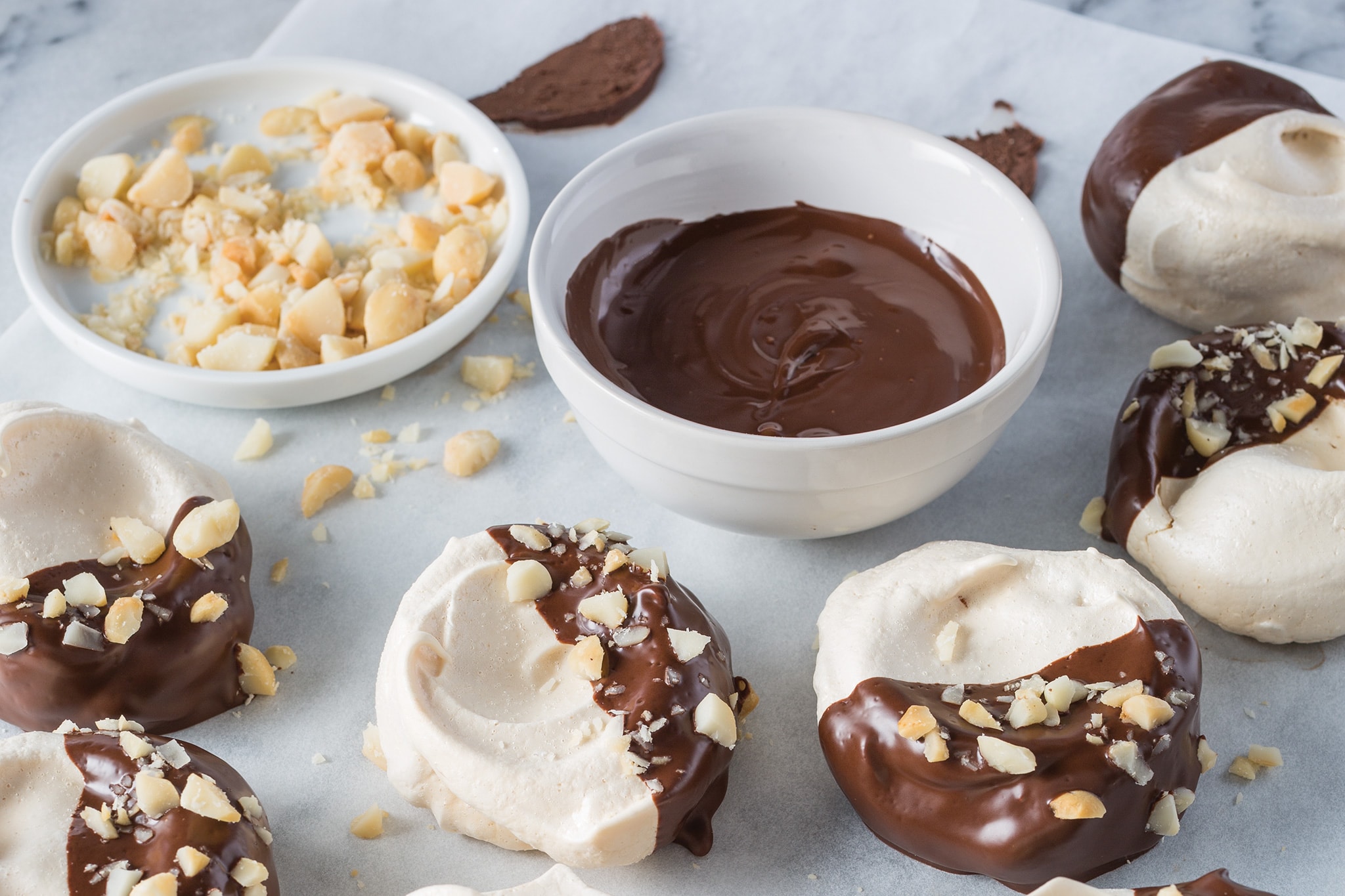 Chocolate Macadamia Nut Meringue Cookies