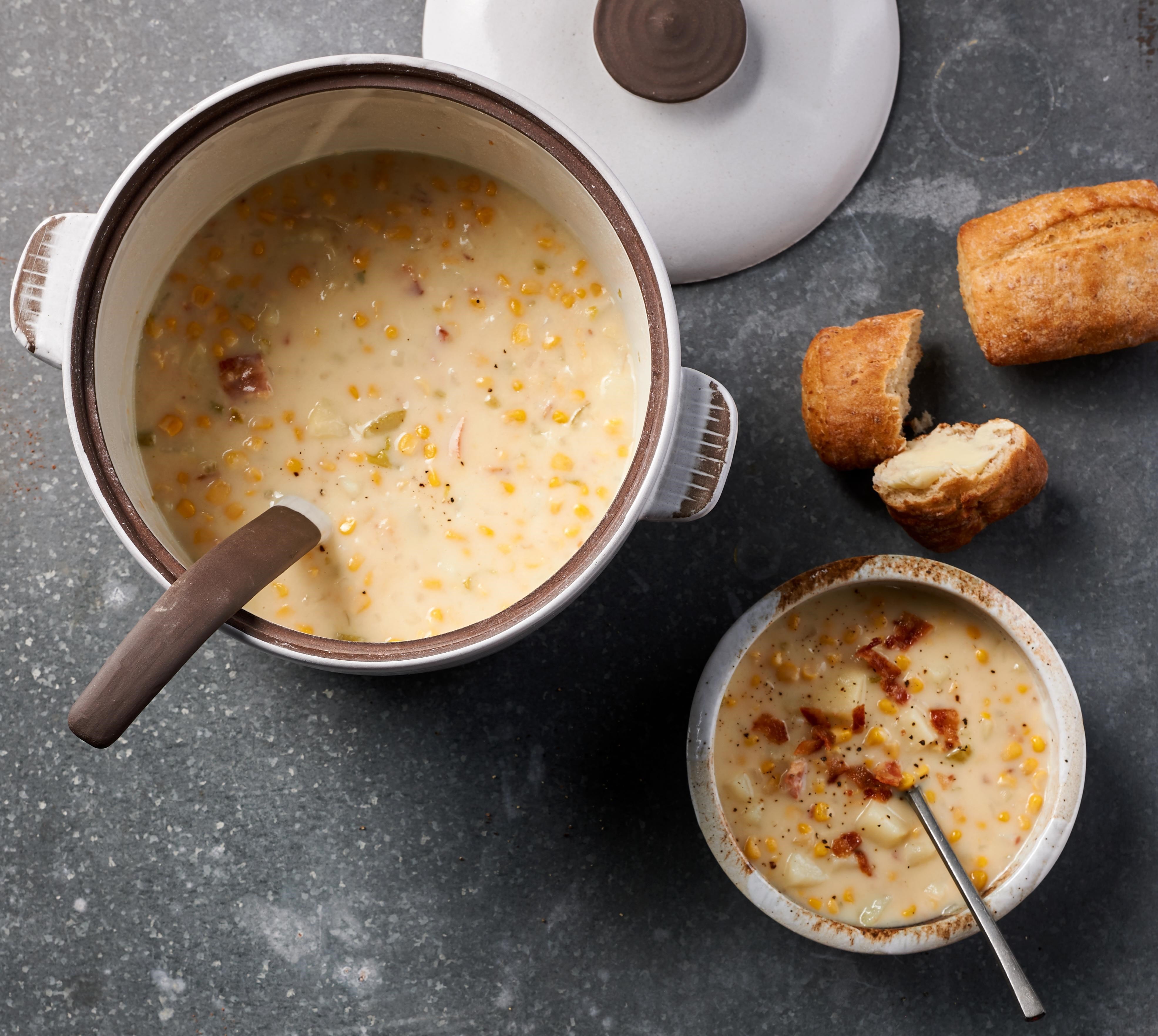 Seal fresh corn in the Wolf Vacuum Seal Drawer to enjoy this delicious chowder all year long.