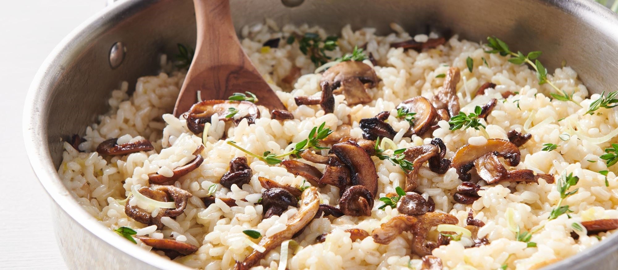 Easy and delicious Mushroom and Parmesan Risotto recipe using the French Top Mode setting of your Wolf Dual Fuel Range