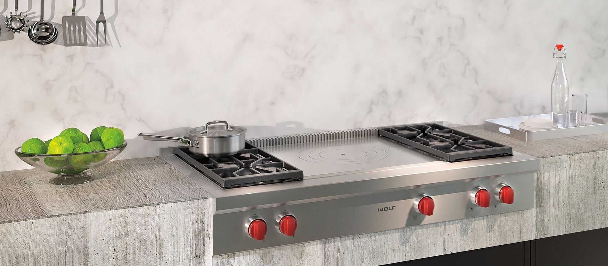Wolf 48&quot; Sealed Burner Rangetop - 4 Burners and French Top (SRT484F)