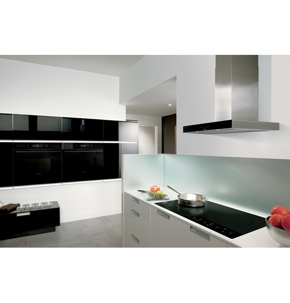 Two Wolf 30" E Series Contemporary Classic Single Oven (SO30CE/B/TH) shown installed flush with surrounding modern minimalist cabinetry