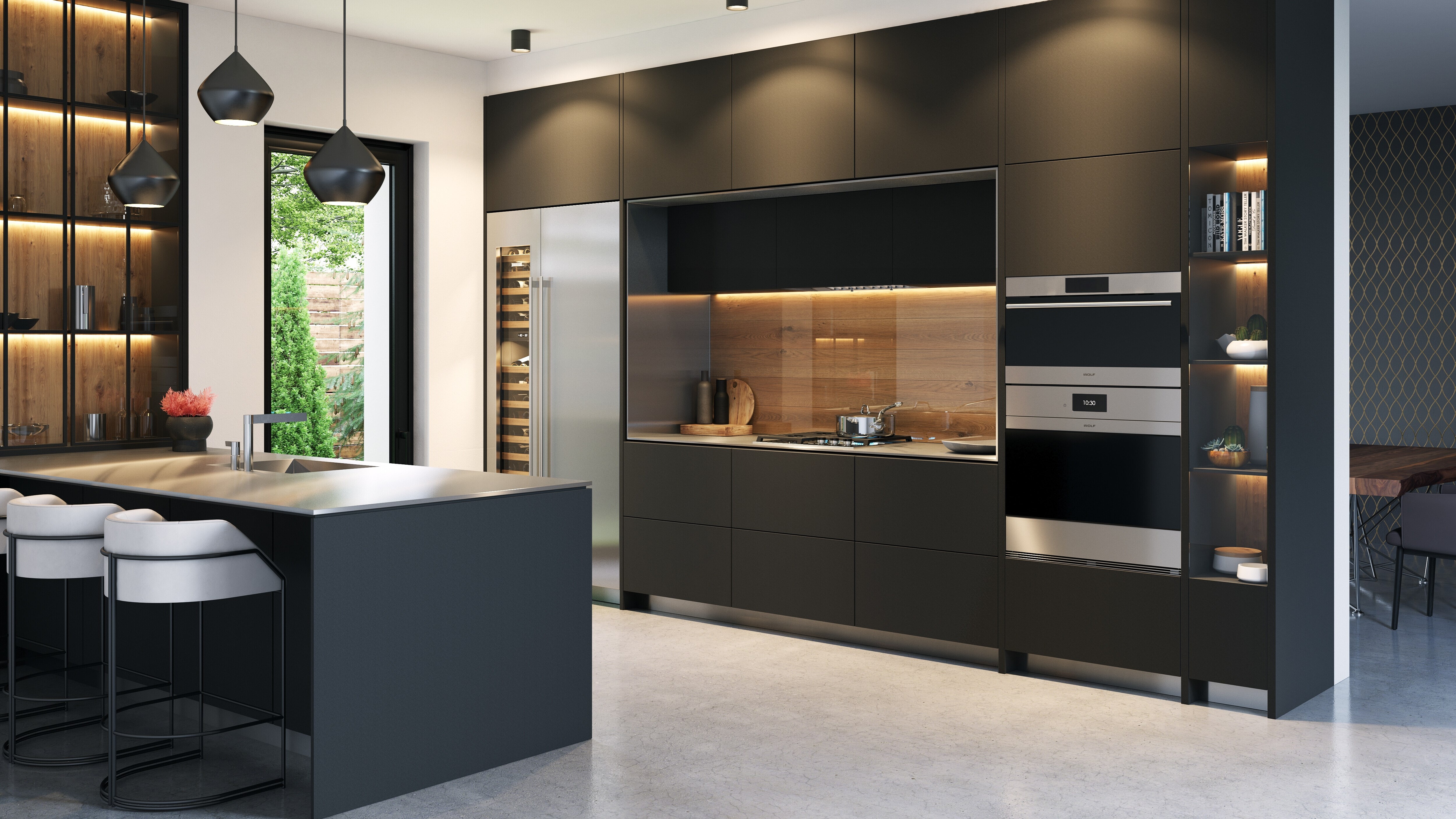 The Wolf 30" E Series Transitional Speed Oven - SPO3050TE/S/T with other Sub-Zero, Wolf, and Cove luxury appliances