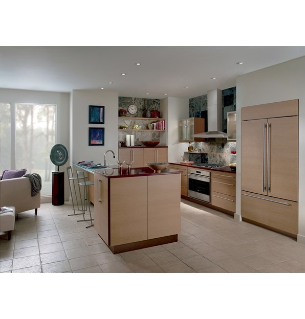 The Wolf 36" Cooktop Wall Hood - Stainless (VW36S) featured with Wolf 30" Transitional Gas Cooktop - 4 Burners (CG304T/S)