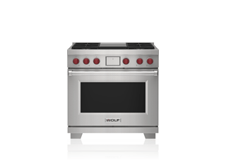 Wolf 36" Dual Fuel Range - 4 Burners and Infrared Griddle DF36450G/S/P