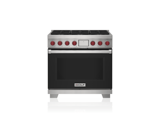Wolf 36" Dual Fuel Range with Black Door DF36650/BK/P