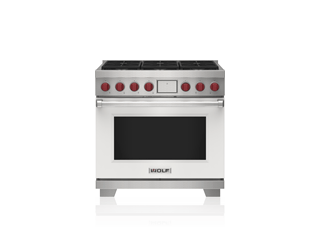 Wolf 36" Dual Fuel Range with White Door DF36650/WH/P