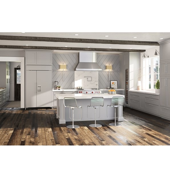 The Wolf 48" Dual Fuel Range 4 Burner French Top (DF484F) with Wolf 48" Pro Wall Hood - 24" Depth (PW482418)