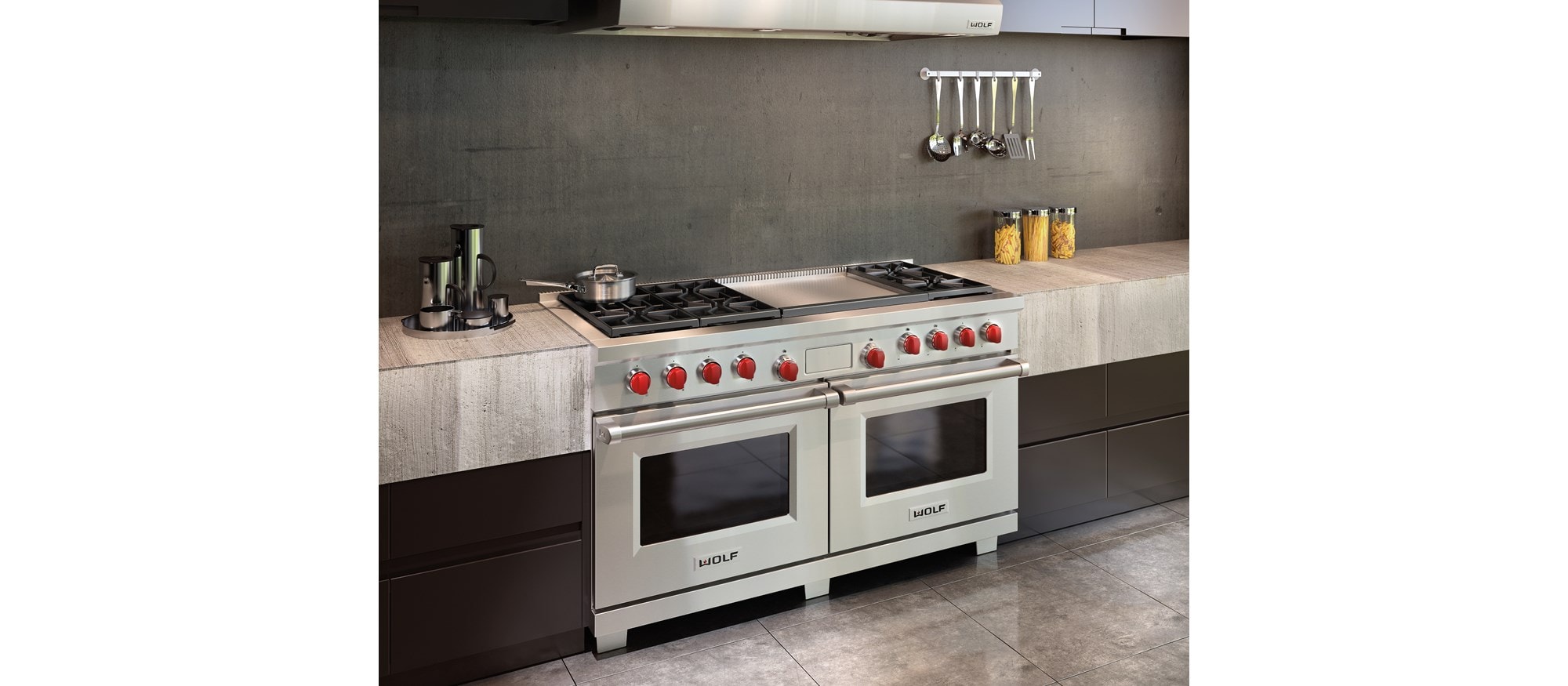 Wolf 60" Dual Fuel Range 6 Burner Infrared Dual Griddle (DF606DG)