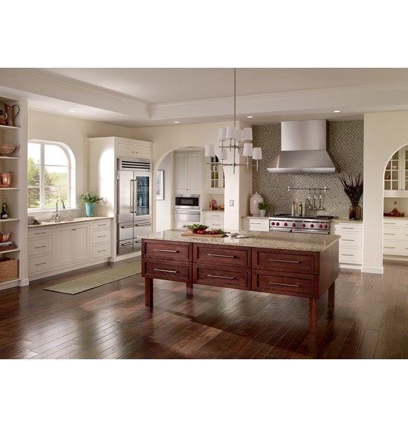 The Wolf 48" Gas Range 4 Burner (GR484DG) paired with Sub-Zero 48" Professional Side-by-Side Glassdoor Refrigerator Freezer (648PROG)