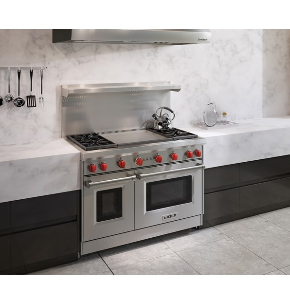 48" Gas Range 4 Burner Infrared Dual Griddle Wolf Rangetop
